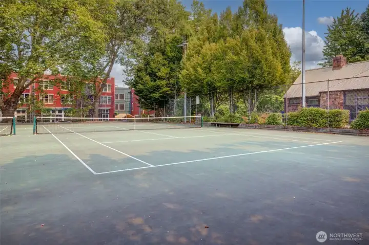 Tennis anyone? Pickleball? Literally across the street!