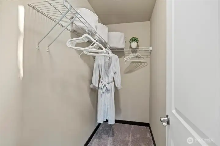 Walk-in closet in the primary bedroom
