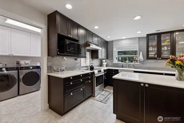 This spacious kitchen has tons of cabinets