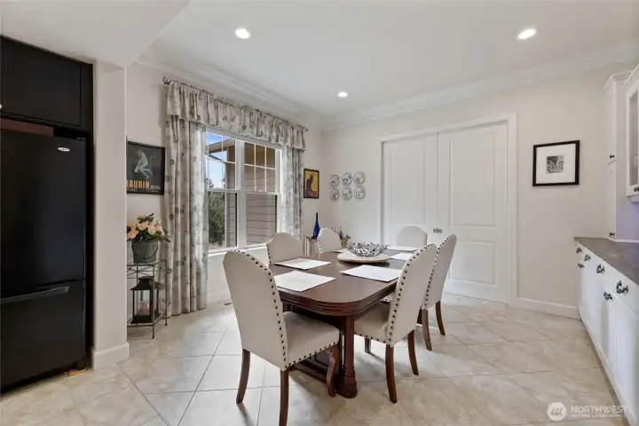 The pocket doors can be opened up to the living room