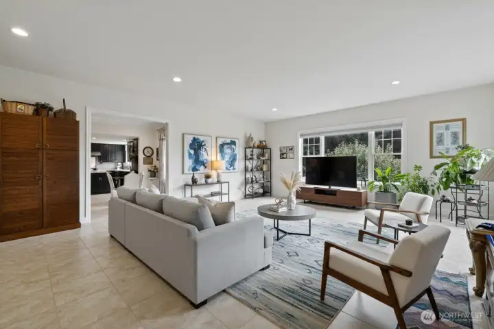 This huge living room is virtually staged