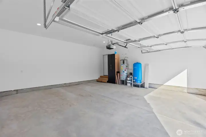 Finished garage with exterior man door. (to left, not pictured)