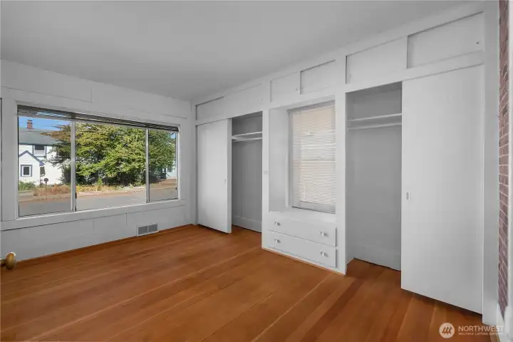 Bedroom #2 at the front of the home with built ins.