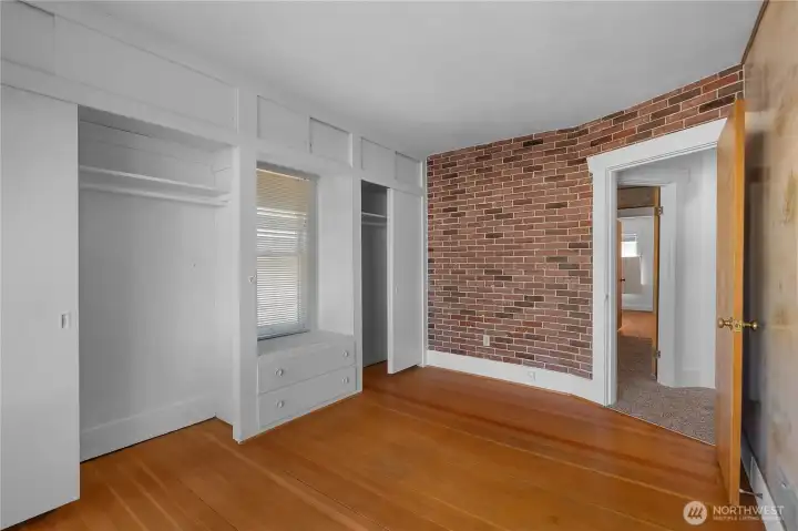 Another view of bedroom #2 and the beautiful hard wood floors.