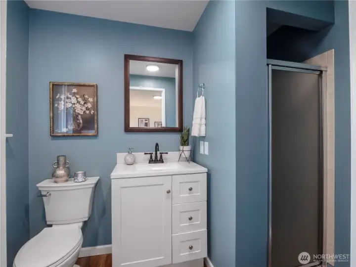 Updated 3/4 bathroom off primary