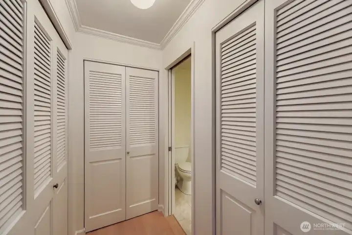 Primary bedroom closet and bath