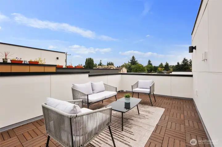 Larger rooftop terraces complete with territorial views + composite decking + hookups for exterior televisions + hose bibs for gardening space.