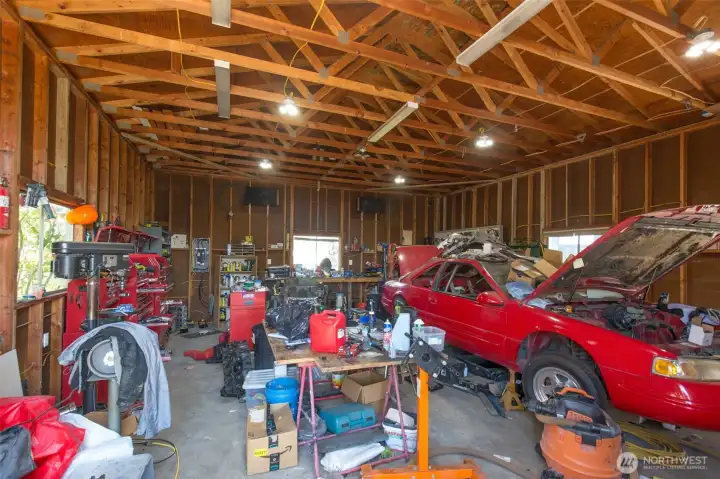 Inside large workshop area
