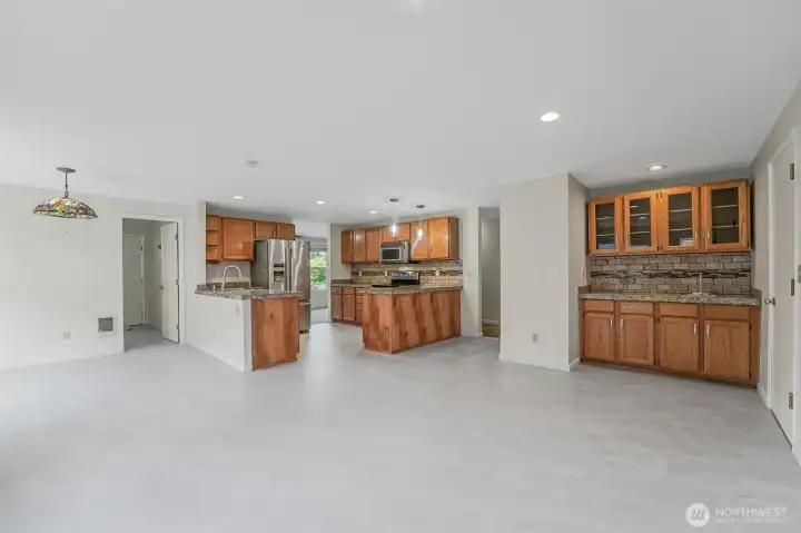 Kitchen and Dining Area complete with a wet bar!