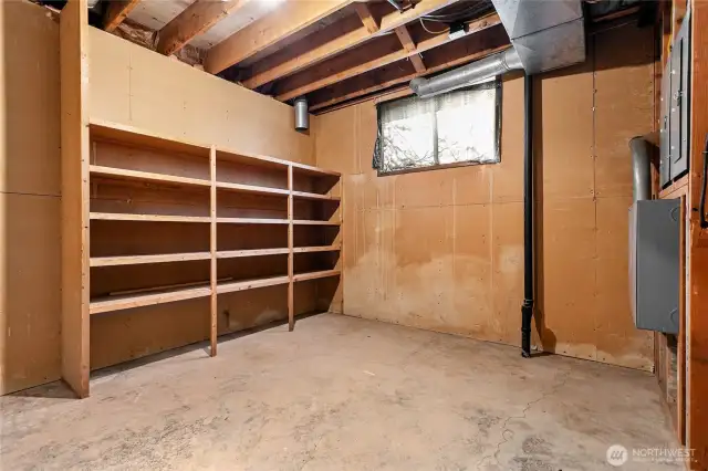 Large mechanical room w/tons of built-in storage (about double size of view in pic)