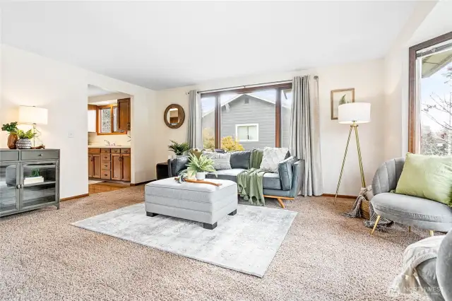 Kitchen semi open to living room, perfect for entertaining