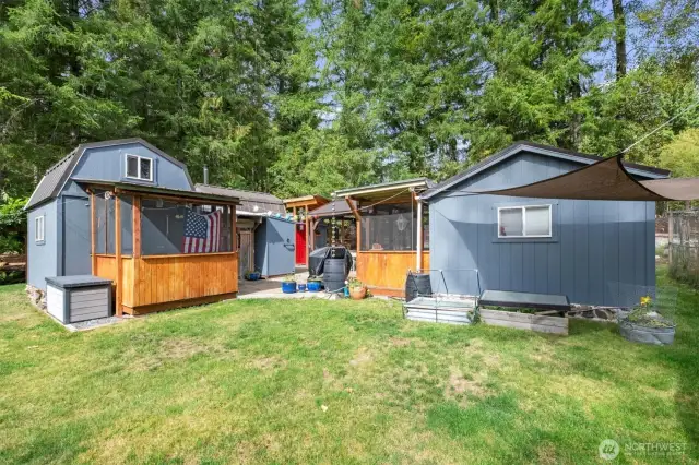 This view is from the backside of the property. Short stairs follow the falls and the creek that runs through the property to Big Creek River.