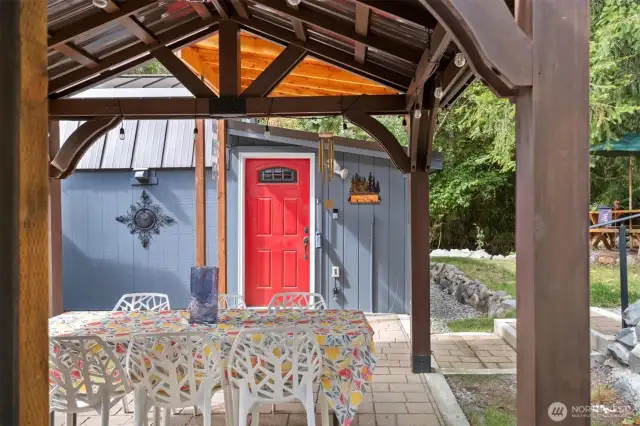 We move toward the 1st cabin, the kitchen & living area with a loft bedroom.