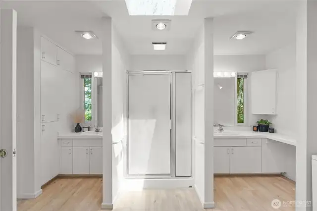 primary bathroom with walk in shower