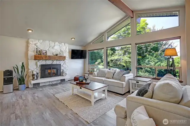 Floor to ceiling windows in your beautifully updated Living Room.