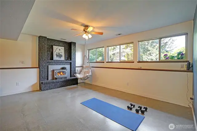 Cozy fireplace & tons of bonus space downstairs with recently polished/finshed concrete floors.