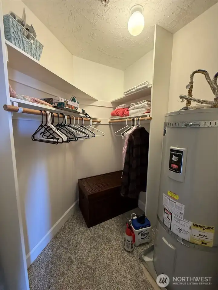 Primary closet and new hot water heater