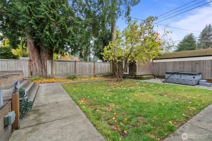 Fully fenced backyard.