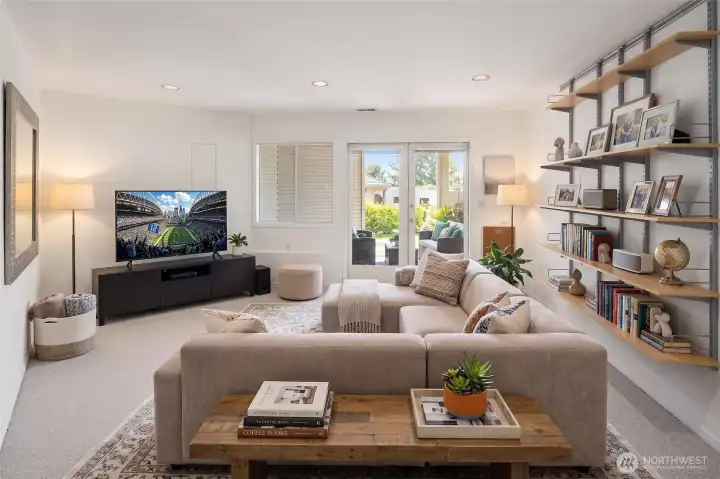Lower Level bonus Room with additional entrance is an ideal guest suite, home office or Bonus/Media Room