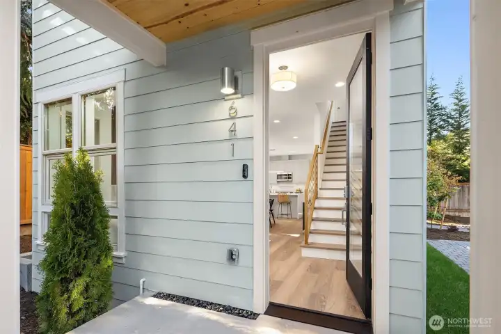 Second entrance near parking space