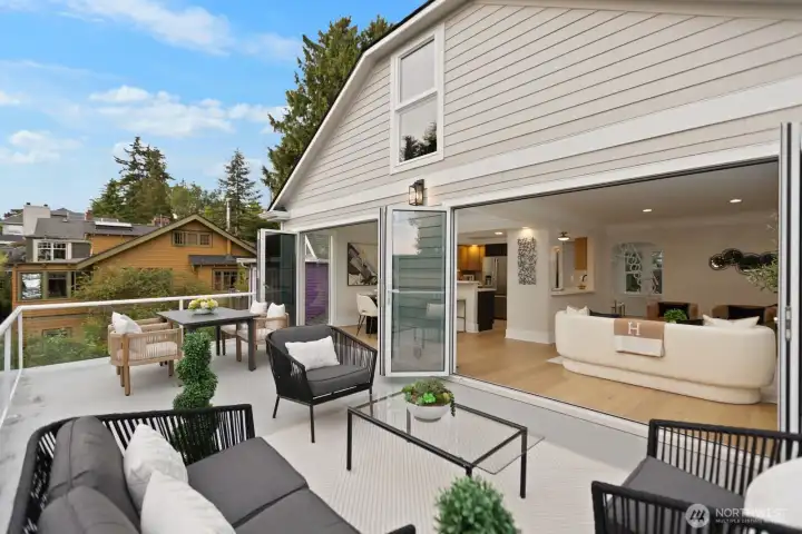 Top Floor Deck with Folding Doors.