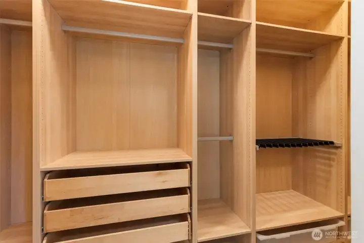 Walk-in closet in primary bedroom