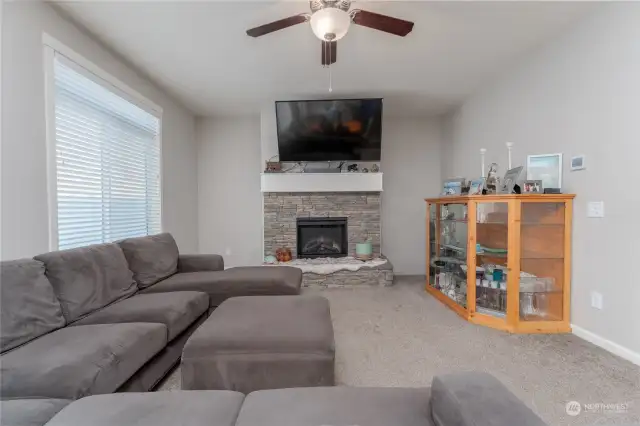 Main living space with fireplace