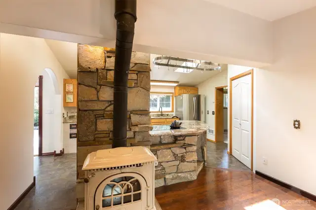 Woodstove near Kitchen.
