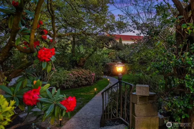 This is the entrance to the home. Rare city seclusion and privacy with premier convenience views.