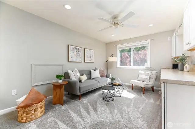 The bonus loft area provides endless possibilities, whether used as a cozy reading nook, home office, or playroom—offering flexibility and extra space to suit your needs.