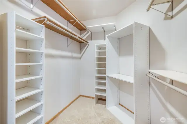 Primary walk-in closet with built-ins.