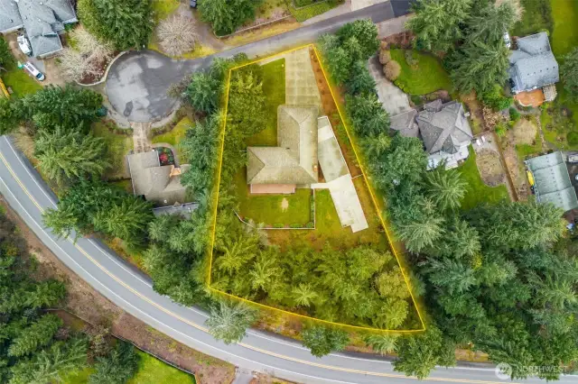 Just over 1 acre in a private neighborhood.