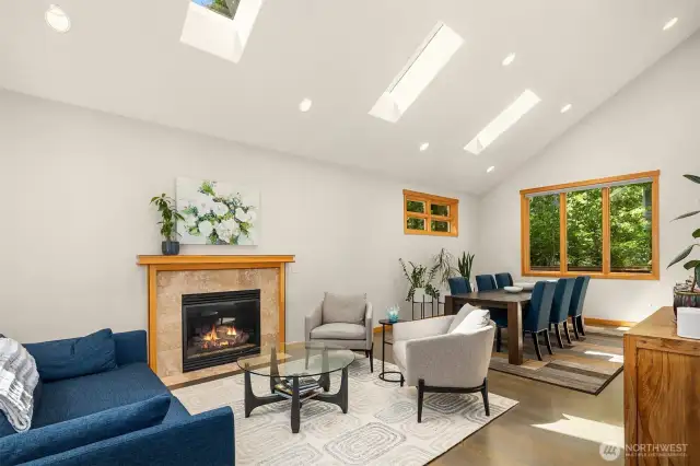 Bright and abundantly light filled throughout with vaulted ceilings and a total of 10 skylights.