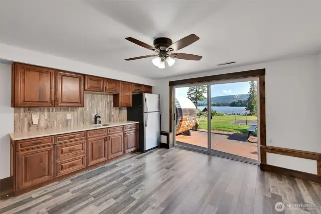 downstairs cabinets with kitchen area