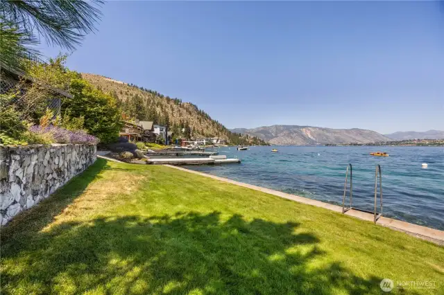 Lake level lawn for summer fun & games.