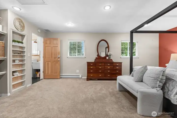Spacious primary bedroom on main floor.