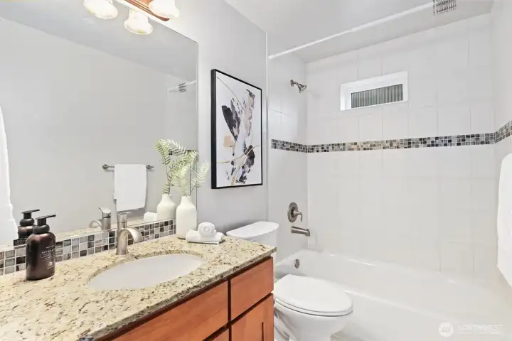 Lower level en suite bath.