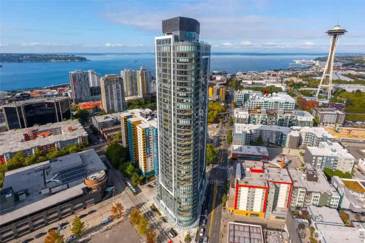Spire Seattle, in the heart of the Denny Triangle, South Lake Union, and Belltown neighborhoods.