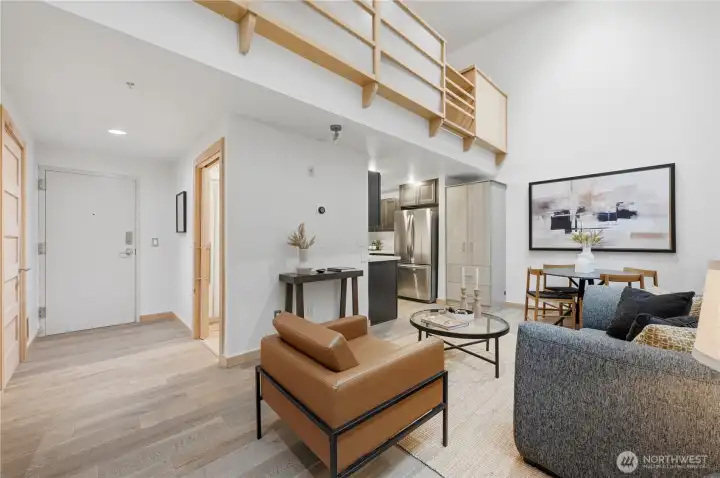 Entry to the living area & you can see the beautiful wide plank flooring, freshly painted in immaculate condition!