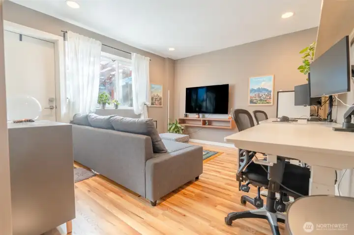 Lower level living area. Perfect for WFH set up.