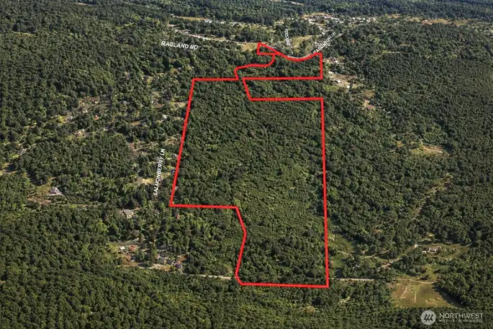 Overhead view with approximate boundaries in red.