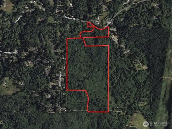 Overhead view with approximate boundaries in red.