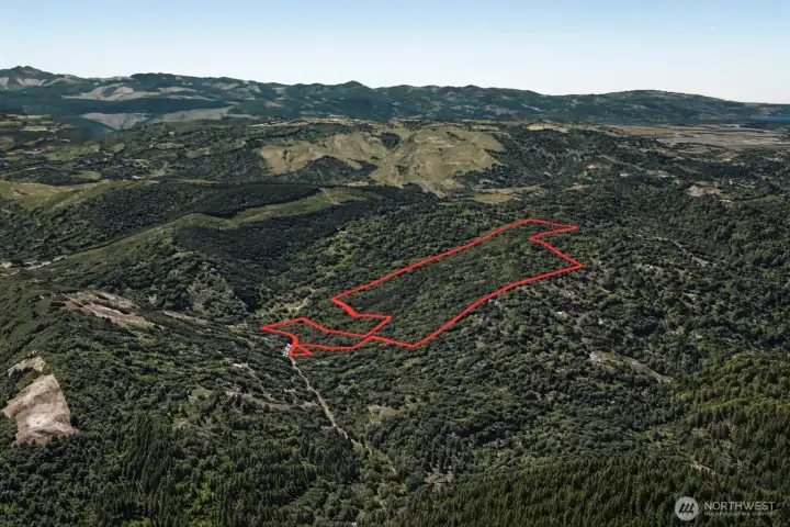 Overhead view with approximate boundaries in red.