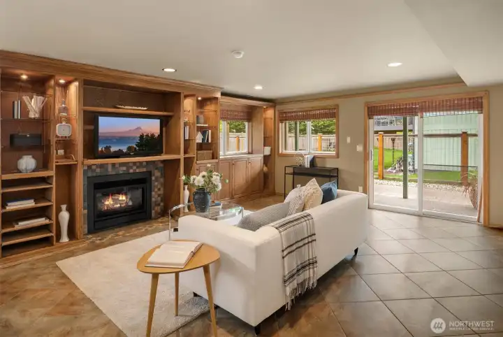 Daylight basement with easy access to the backyard.