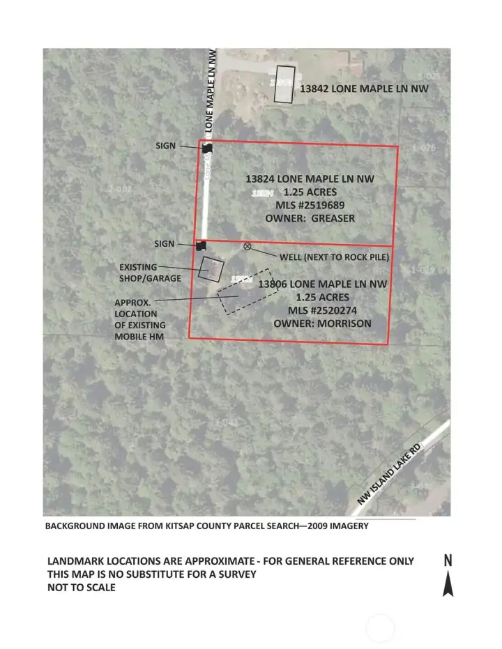 Helpful landmark graphic, including info on lot to the north