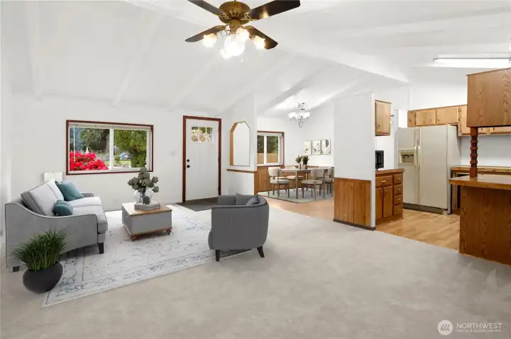 Main living area virtually staged.