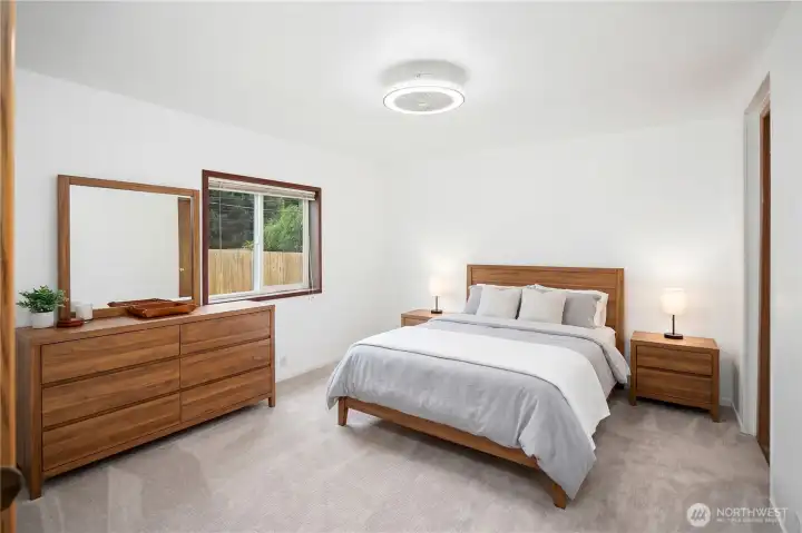 Virtually staged Primary bedroom.