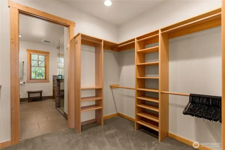 Walk-in closet with custom built ins