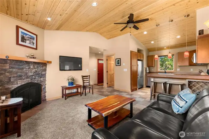 Propane fireplace delivering practicality and ambiance