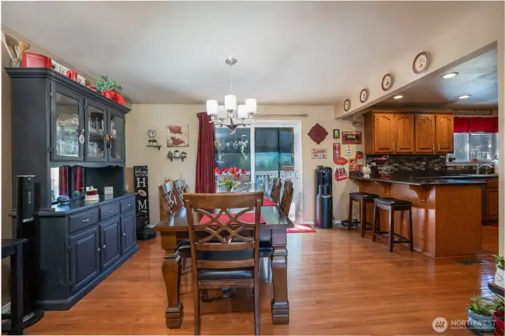 Adjacent to your dining room is the kitchen.  We all know the gathering all happens in the kitchen- here you can socialize with the chef, while staying out of the way.
